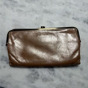 HOBO Shiny Brown Leather Clutch